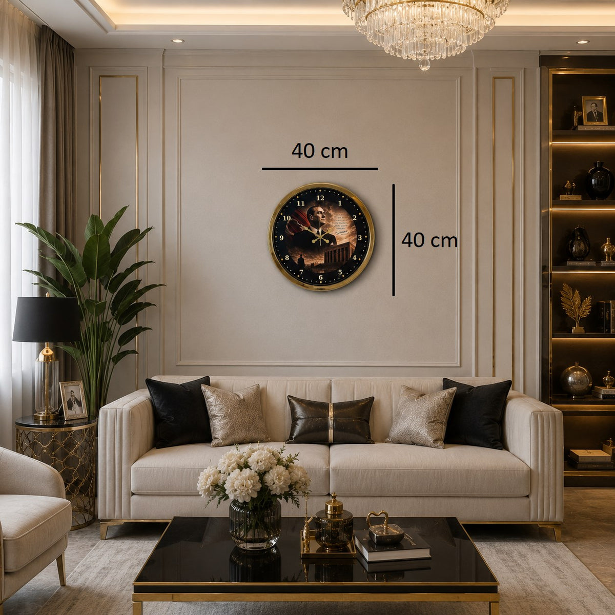 Altın Zafer Gold 40 x 40 Cm Metal Atatürk Duvar Saati