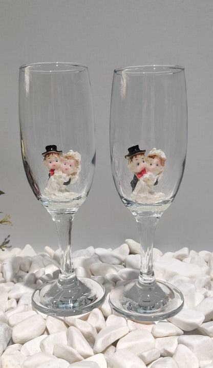 KİRLİNOVA® GELİN DAMAT FİGÜRLÜ 2'Lİ MEŞRUBAT BARDAĞI