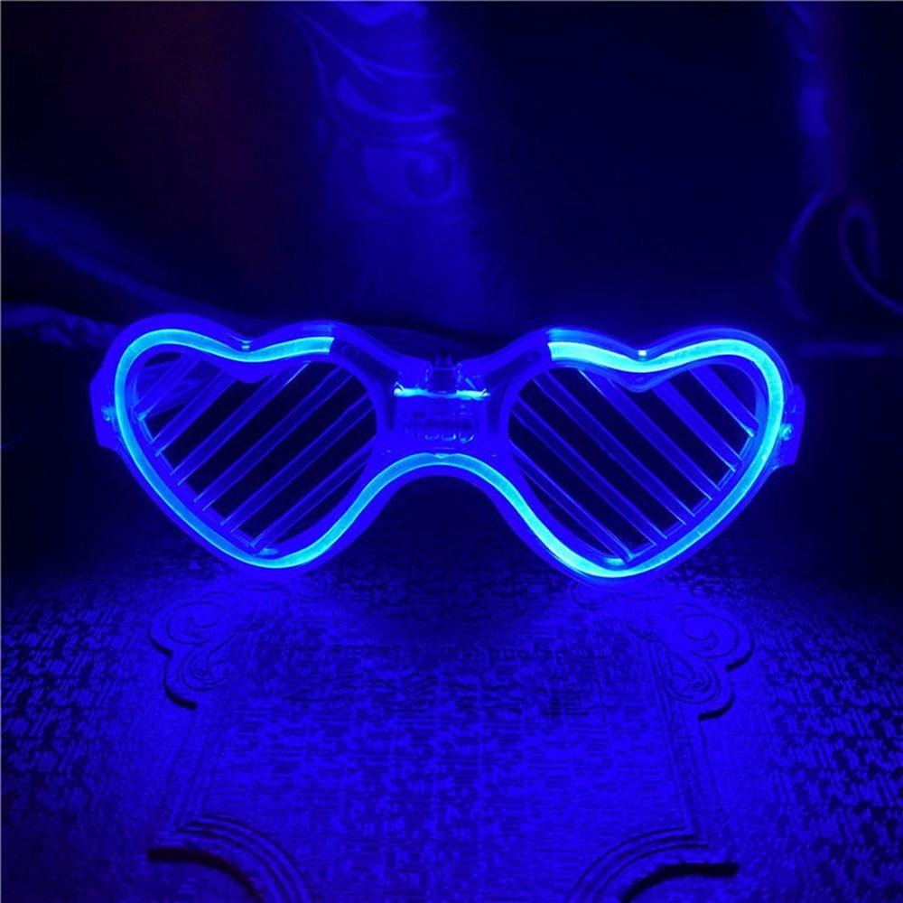 Mavi LED Işıklı Kalp Gözlük? 3 Modlu Parti & Glow Gözlüğü