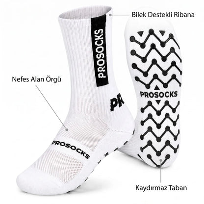 Kaydırmaz Spor 3'lü Çorabı Beyaz | Nefes Alan, Bilek Destekli, Güçlü Tutuşlu Performans Çorabı