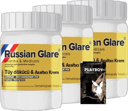 Süper Rusian Glare Tüy Kremi Nano 3 Adet x 50 ml Rus Merhemi + Yanında Jel