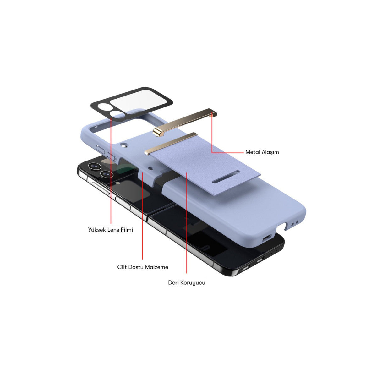 Galaxy Z Flip 3 Kılıf Belt Flip Kapak - Siyah