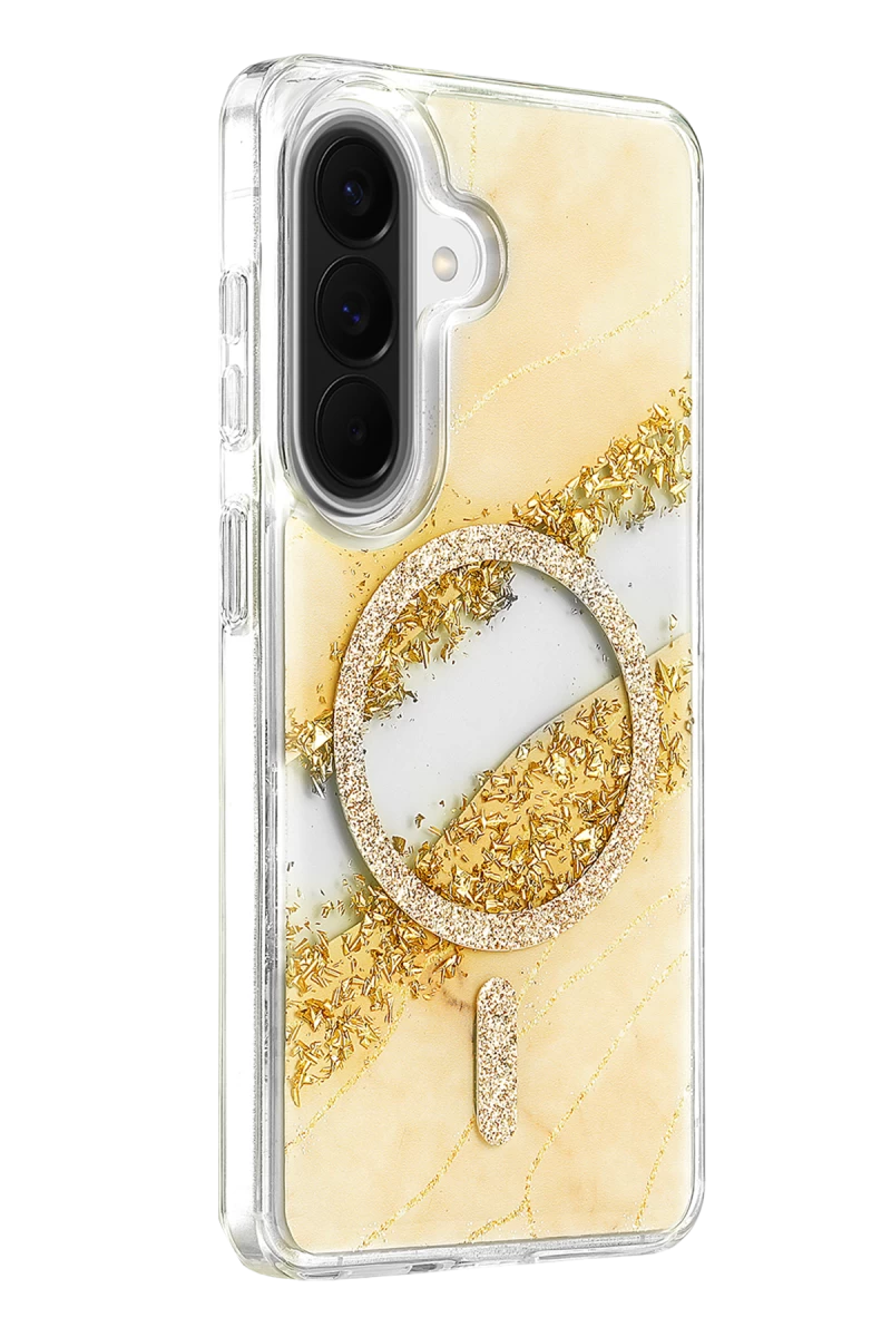 Onegif Galaxy A56 Lotus Simli Magsafe Kapak - Gümüş