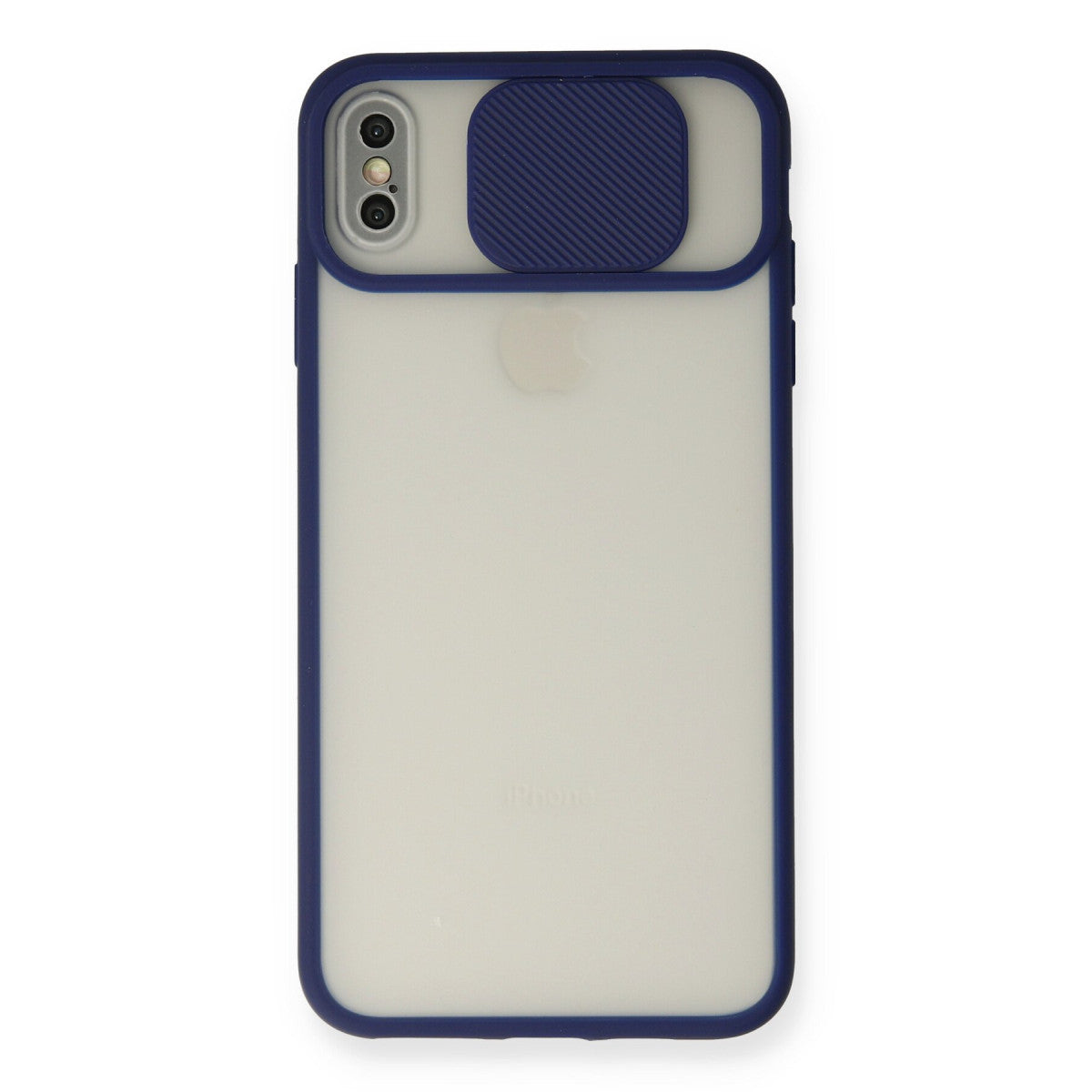 iPhone XS Max Kılıf Palm Buzlu Kamera Sürgülü Silikon - Lacivert