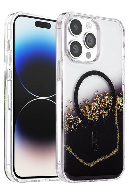 Onegif iPhone 14 Pro Max Lotus Simli Magsafe Kapak - Siyah