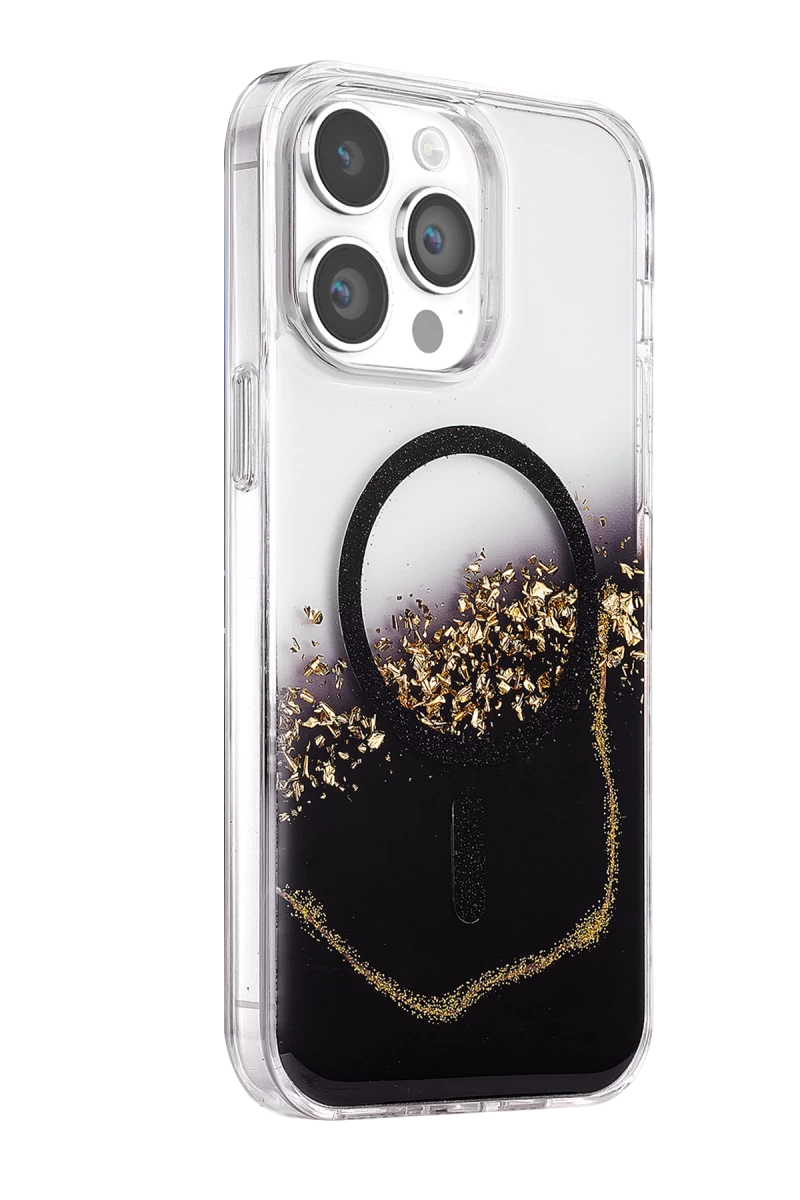 Onegif iPhone 14 Pro Max Lotus Simli Magsafe Kapak - Siyah