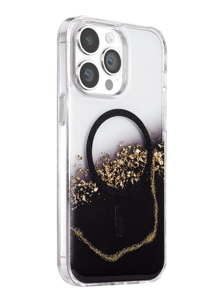Onegif iPhone 14 Pro Max Lotus Simli Magsafe Kapak - Siyah