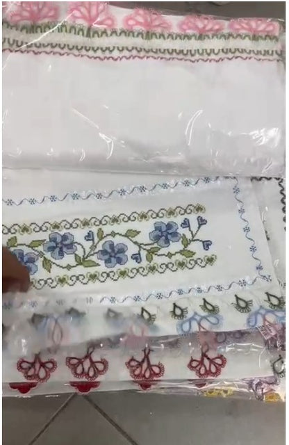 Pamuklu Kanaviçe Havlu, Çift Taraflı Çeyizlik, Hediyelik Havlu, Kanaviçe Desenli Havlu 1 Adet