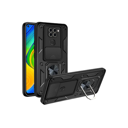 Redmi Note 9 4G Kılıf Pars Lens Yüzüklü Silikon - Siyah