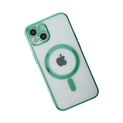 iPhone 14 Plus Kılıf Magneticsafe Lazer Silikon - Haki Yeşil