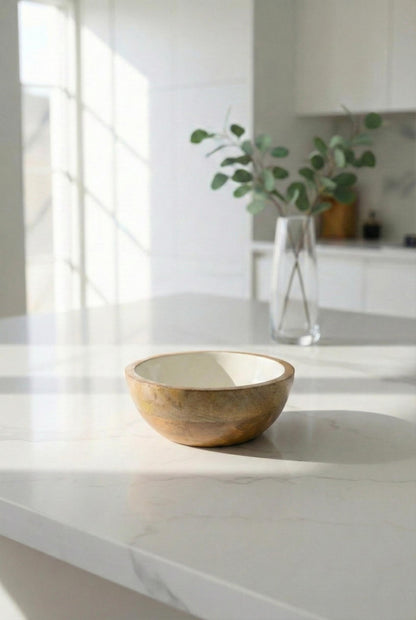 Mango Agacı Sunum Servis Kasesi & Dekoratif Kase 20 Cm Krem