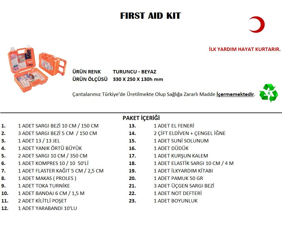Büyük Boy İlk Yardım Seti First Aid Kit (5643)