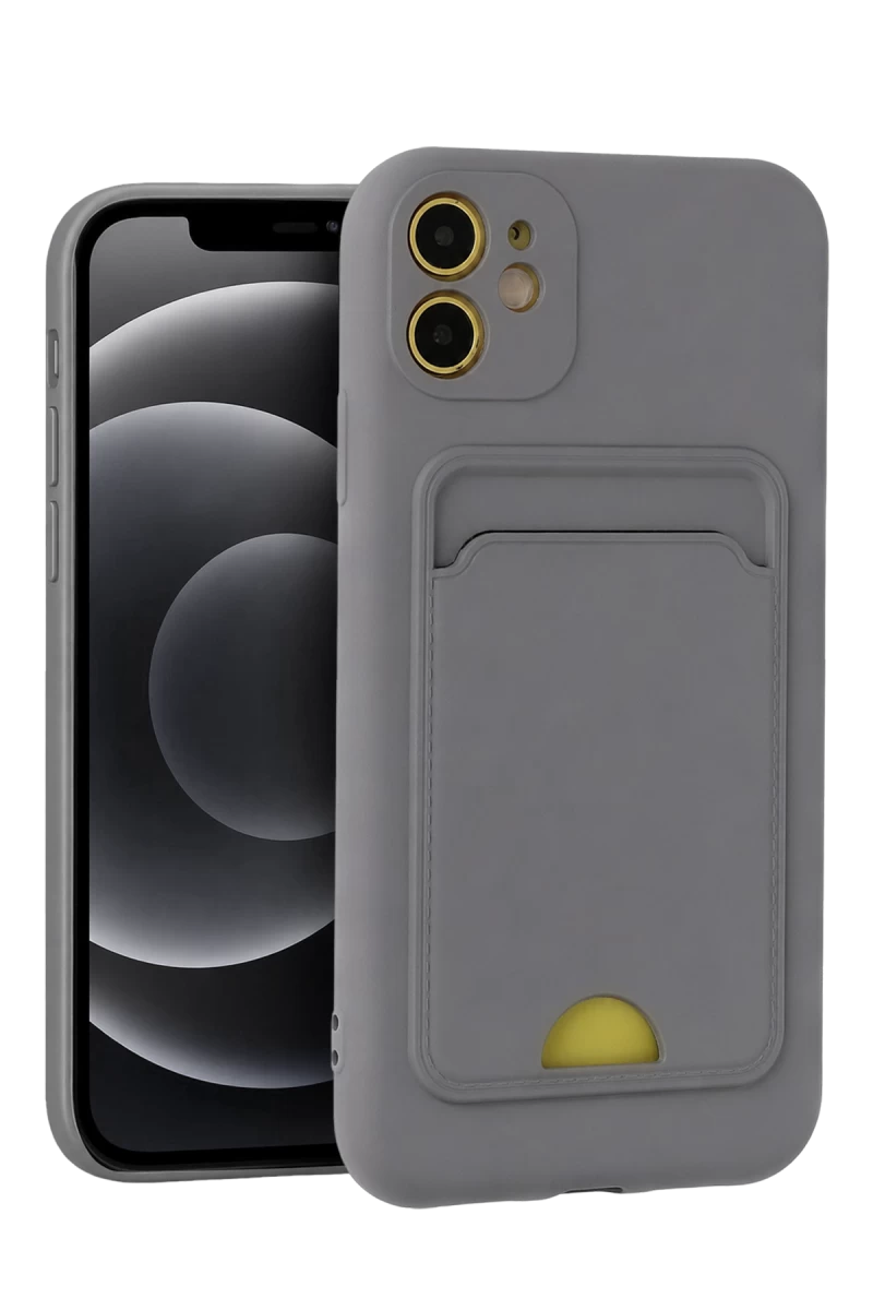 iPhone 11 Kılıf Kelvin Kartvizitli Silikon - Gri