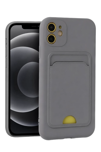 iPhone 11 Kılıf Kelvin Kartvizitli Silikon - Gri