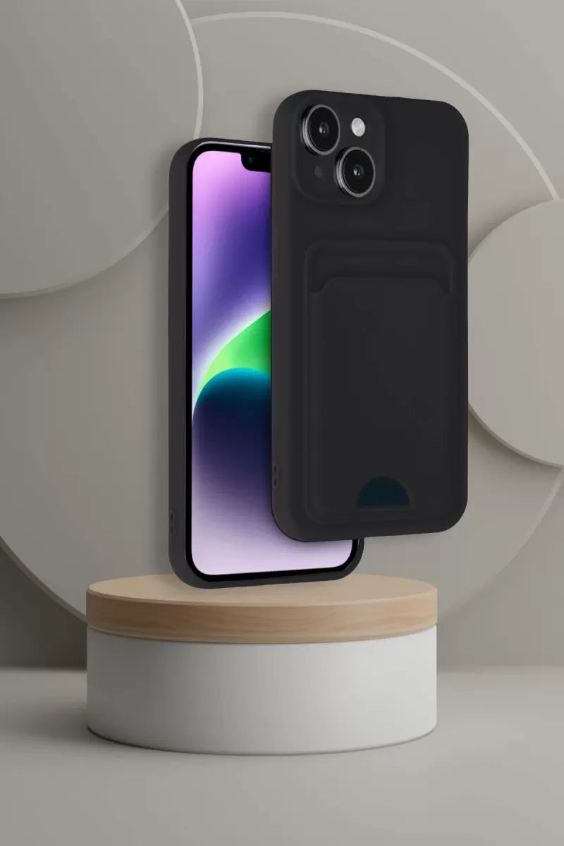 iPhone 14 Kılıf Kelvin Kartvizitli Silikon - Kırmızı