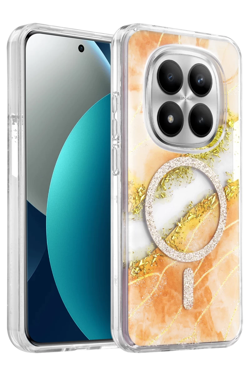 Onegif Redmi Note 15 Pro 5G Lotus Simli Magsafe Kapak - Turuncu