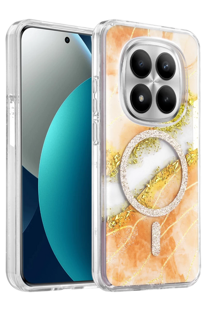 Onegif Redmi Note 15 Pro 5G Lotus Simli Magsafe Kapak - Turuncu