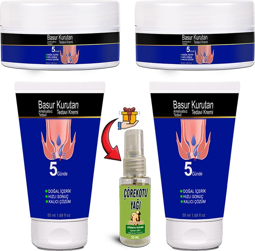 Basurkurutan Masaj Kremi 2şerli Set E Vitaminli Aslanpençesi Kestane Hellebore Çiçek Esktarları (50 Ml) Tüp&kavanoz + Çörekotu Yağı