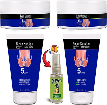 Basurkurutan Masaj Kremi 2şerli Set E Vitaminli Aslanpençesi Kestane Hellebore Çiçek Esktarları (50 Ml) Tüp&kavanoz + Çörekotu Yağı