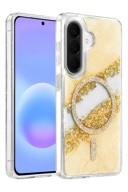 Onegif Galaxy A57 5G Lotus Simli Magsafe Kapak - Gümüş