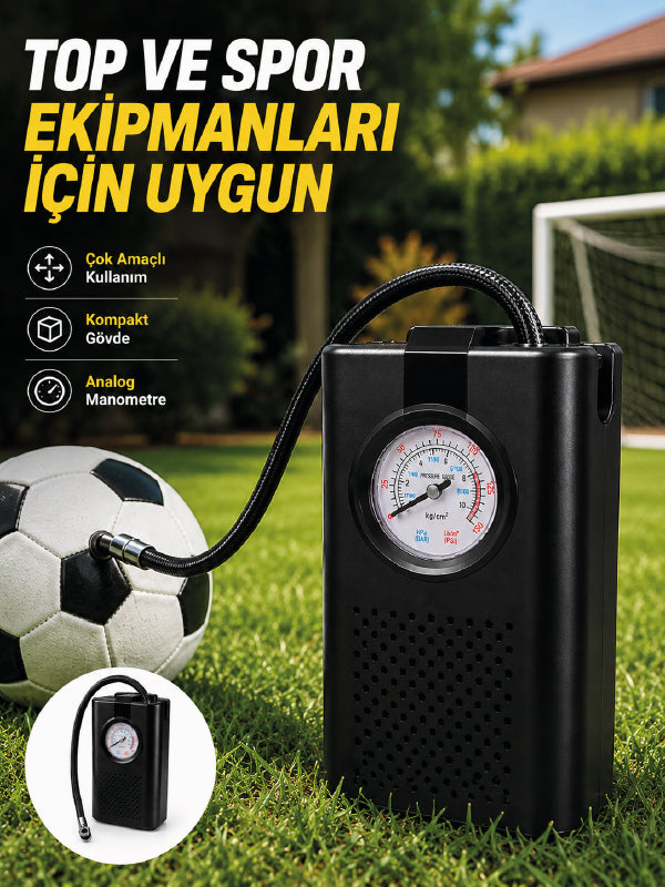 Çok Amaçlı Taşınabilir Hava Pompası Araç Bisiklet Top Lastik Şişirme Pompası