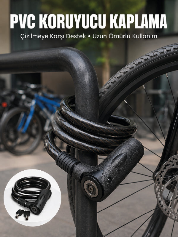 24 mm Kalın Çelik Halat ile Motosiklet ve Bisikletiniz İçin Güçlü Güvenlik