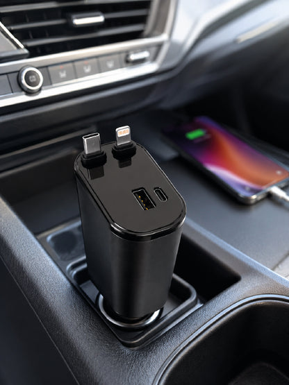 4 Cihazı Aynı Anda Şarj Eden Araç Şarj Cihazı USB-A, USB-C, Type-C ve Lightning Destekli