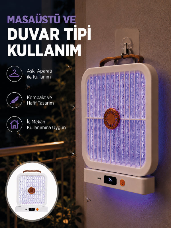 Şarjlı UV Işıklı Sinek Öldürücü Cihaz Beyaz Elektrikli Sivrisinek Yok Edici