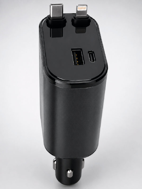 4 Cihazı Aynı Anda Şarj Eden Araç Şarj Cihazı USB-A, USB-C, Type-C ve Lightning Destekli