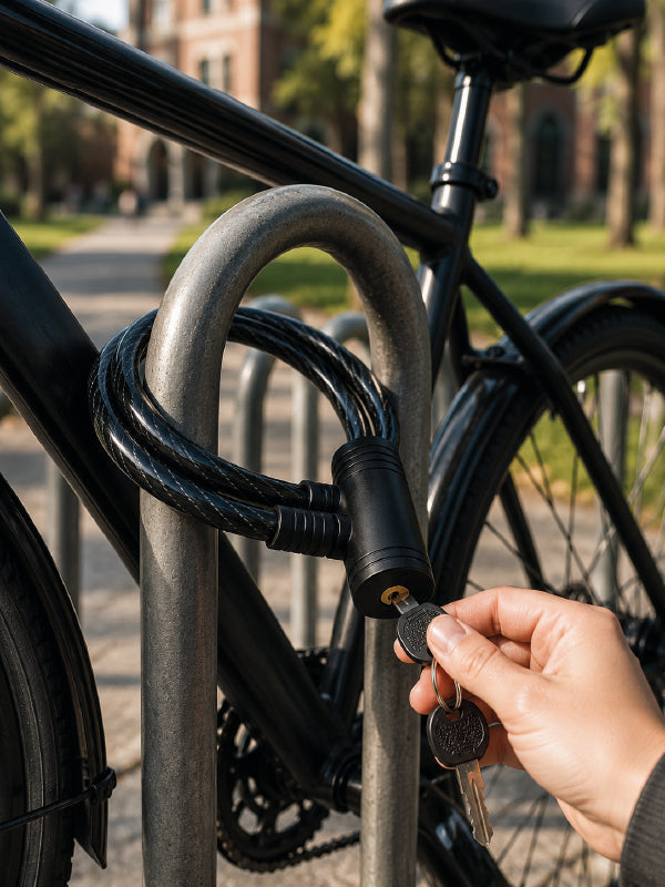 Bisiklet ve Scooter Kilidi 12 mm Çelik Halat 80 cm Anahtarlı Kilit PVC Koruyucu Kaplama 2 Anahtarlı Güvenlik Sistemi