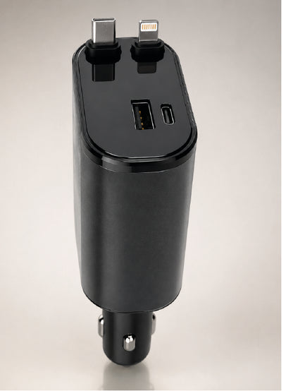 120W Hızlı Şarj Destekli 4'ü 1 Arada Araç Şarj Cihazı Type-C, Lightning, USB ve USB-C Çıkışlı