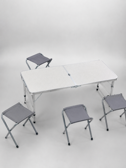 Valiz Tipi Katlanabilir Piknik Masası 4 Tabureli Taşınabilir Kamp Masası