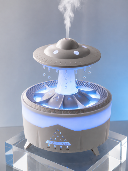 Dekoratif UFO Hava Nemlendirici Simüle Yağmur Damlalı Renkli Gece Işıklı 350 ML