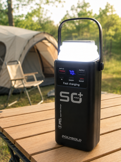 50.000 mAh Powerbank Hızlı Şarj 4 Dahili Kablolu Dijital Göstergeli LED Aydınlatmalı Taşınabilir Şarj Cihazı