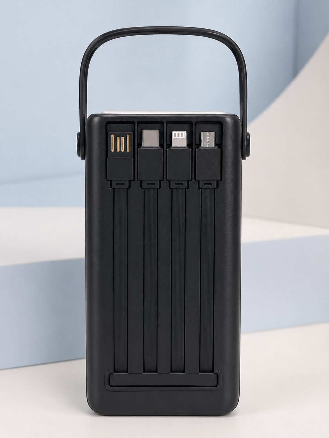 50.000 mAh Powerbank Hızlı Şarj 4 Dahili Kablolu Dijital Göstergeli LED Aydınlatmalı Taşınabilir Şarj Cihazı