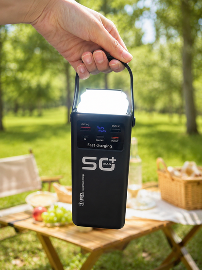 50.000 mAh Powerbank Hızlı Şarj 4 Dahili Kablolu Dijital Göstergeli LED Aydınlatmalı Taşınabilir Şarj Cihazı