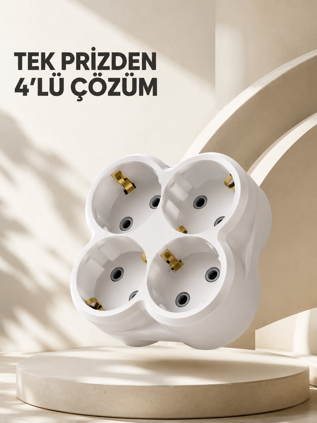Kompakt 4’lü Priz Adaptörü Ev Ofis İçin Kablosuz Priz Çoğaltma Aparatı