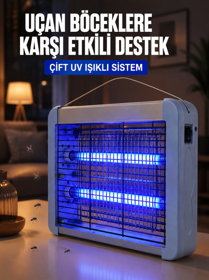 Çift UV Işıklı Elektrikli Sinek Öldürücü 12W Asılabilir Uçan Böcek Lambası