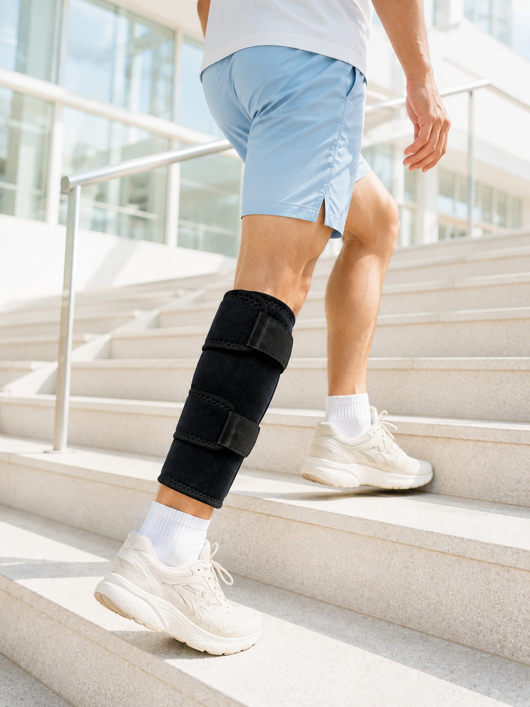 Ayarlanabilir Baldır Desteği Siyah Çift Bantlı Spor ve Yürüyüş Baldırlığı
