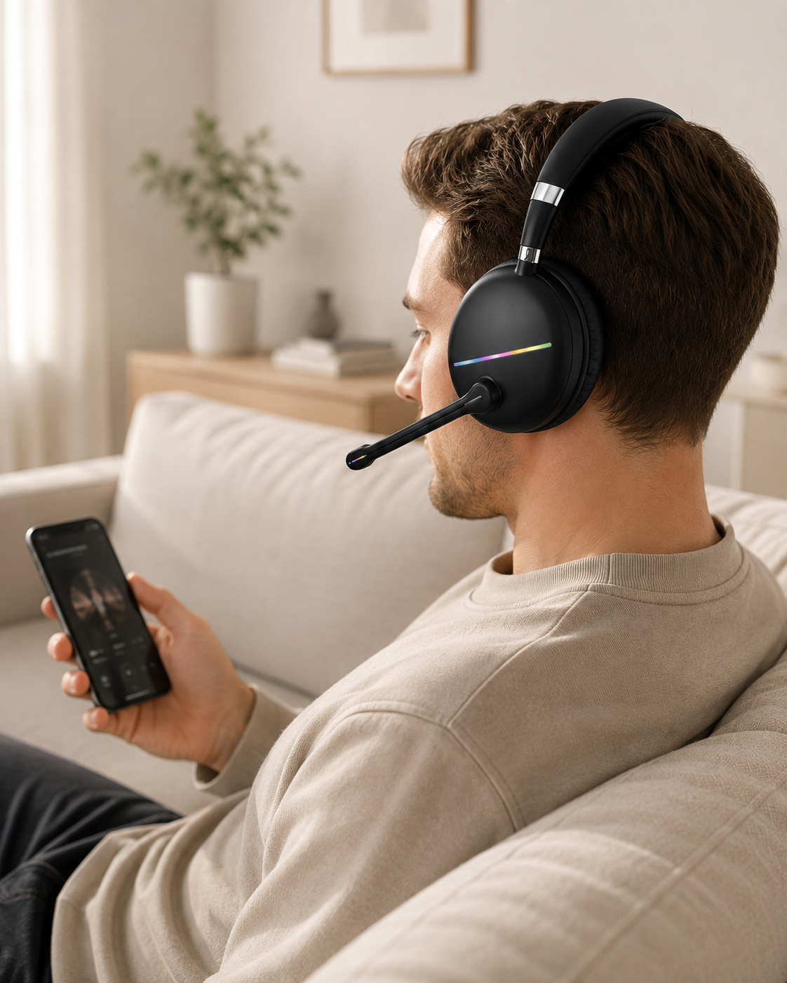 Mikrofonlu Bluetooth Kulak Üstü Kulaklık RGB Aydınlatmalı Type-C Şarjlı