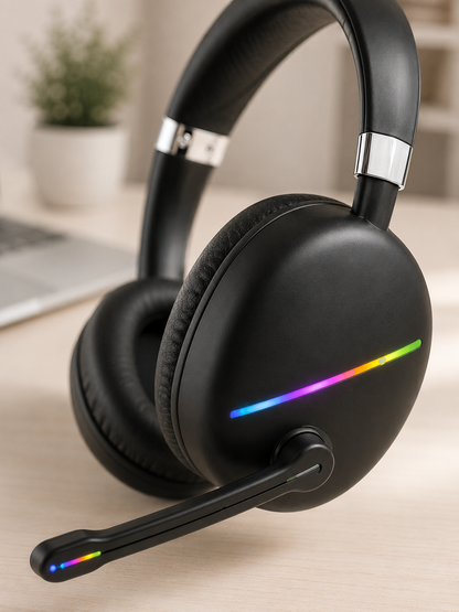 Bluetooth 5.0 RGB Işıklı Mikrofonlu Kablosuz Kulak Üstü Kulaklık