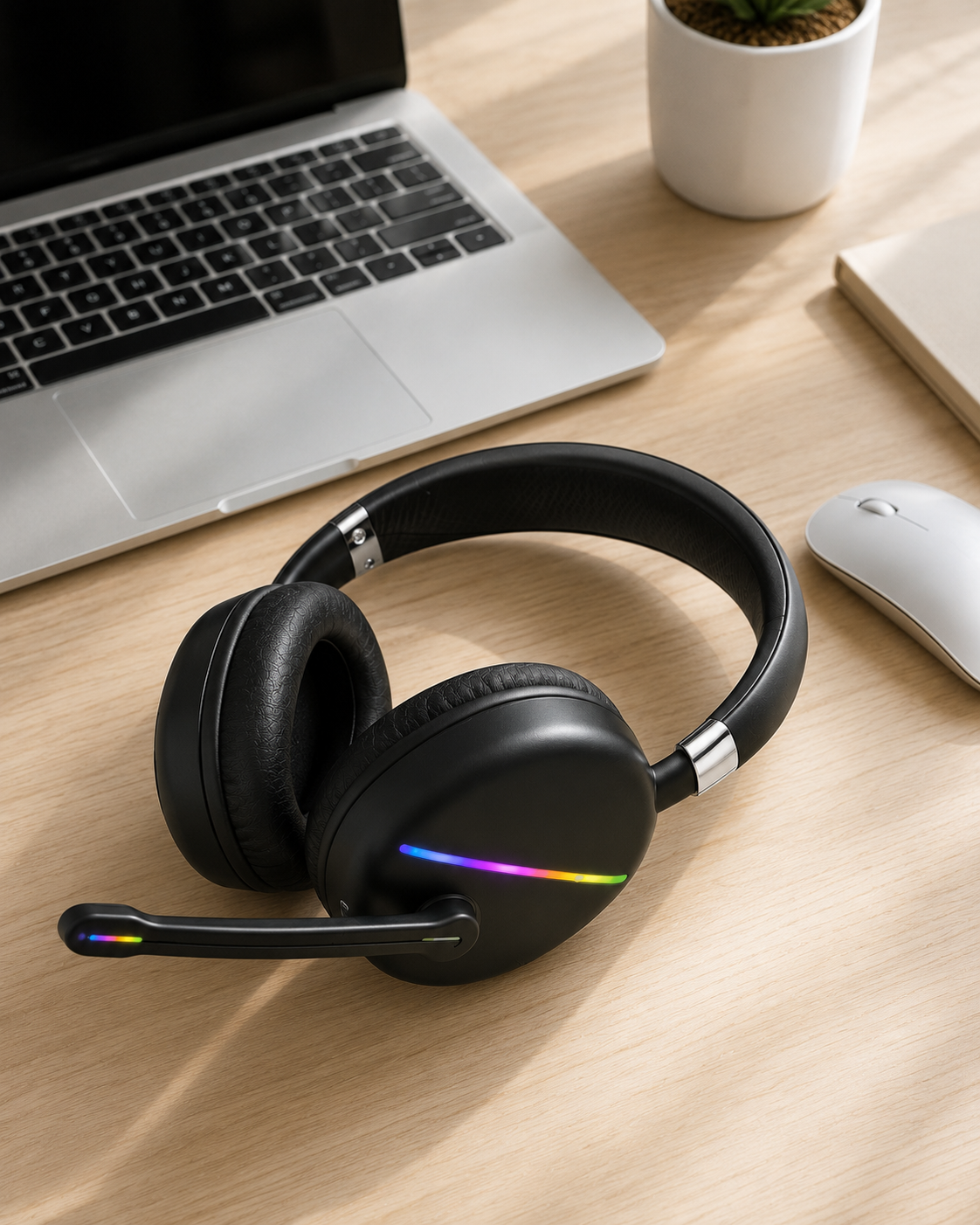 Mikrofonlu Bluetooth Kulak Üstü Kulaklık RGB Aydınlatmalı Type-C Şarjlı