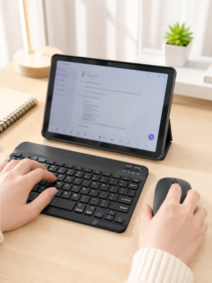 SIM Kartlı Android Tablet Bluetooth Klavye Kablosuz Mouse Geniş Ekran ve Taşınabilir Kullanım Seti