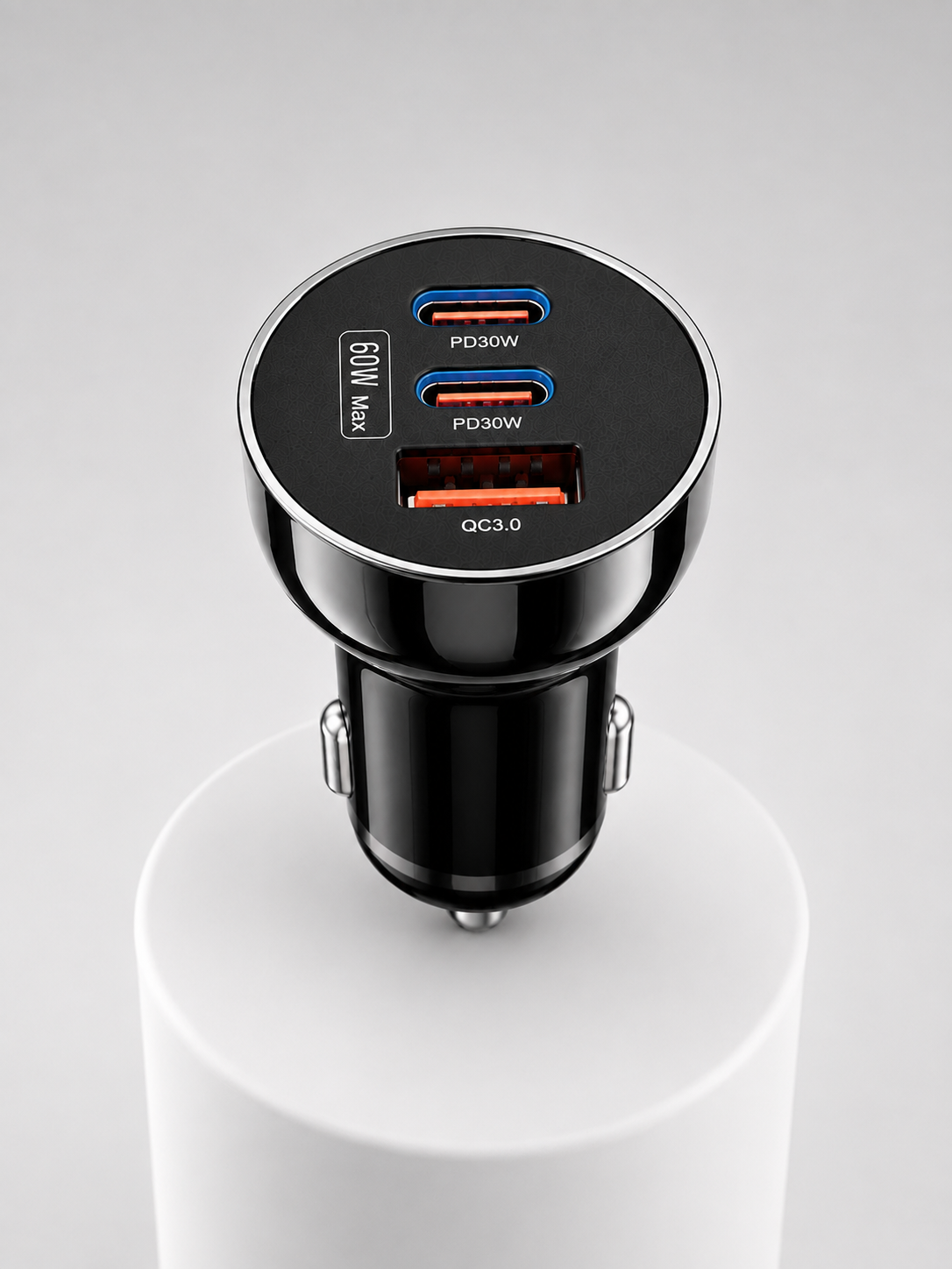 3 Portlu Araç İçi Şarj Adaptörü Çift PD Type-C ve QC3.0 USB Çıkışlı