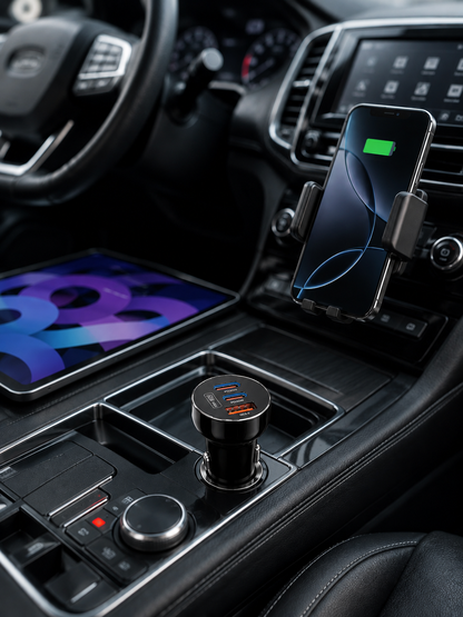 3 Portlu Araç İçi Şarj Adaptörü Çift PD Type-C ve QC3.0 USB Çıkışlı