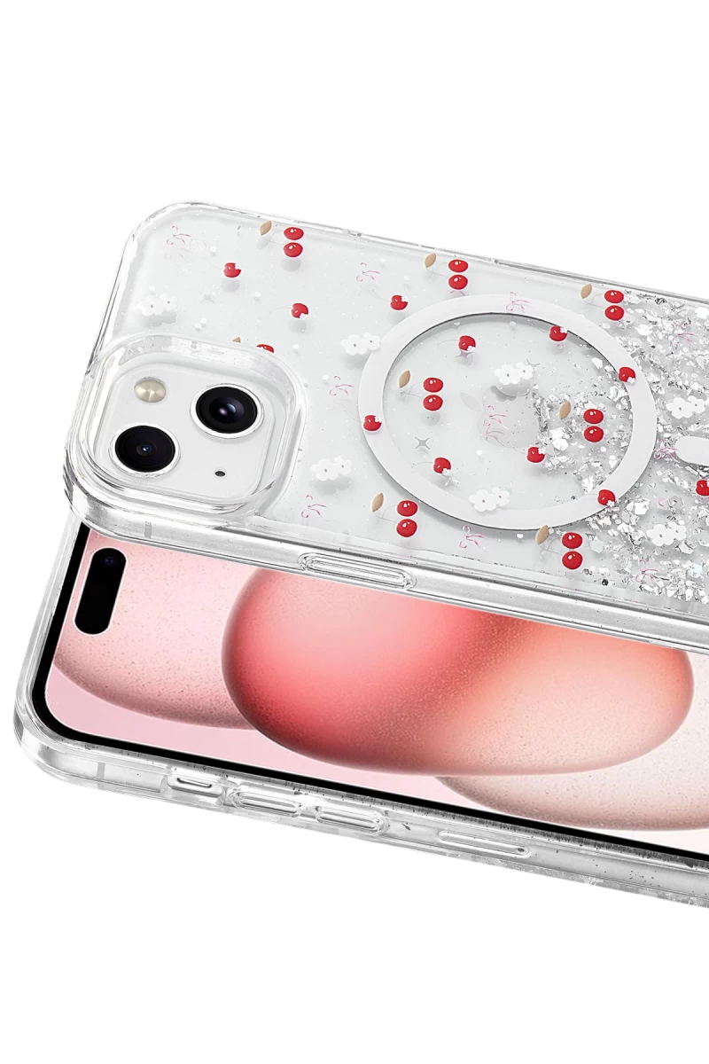 Onegif iPhone 14 Misk Simli Magsafe Kapak - Desen 5