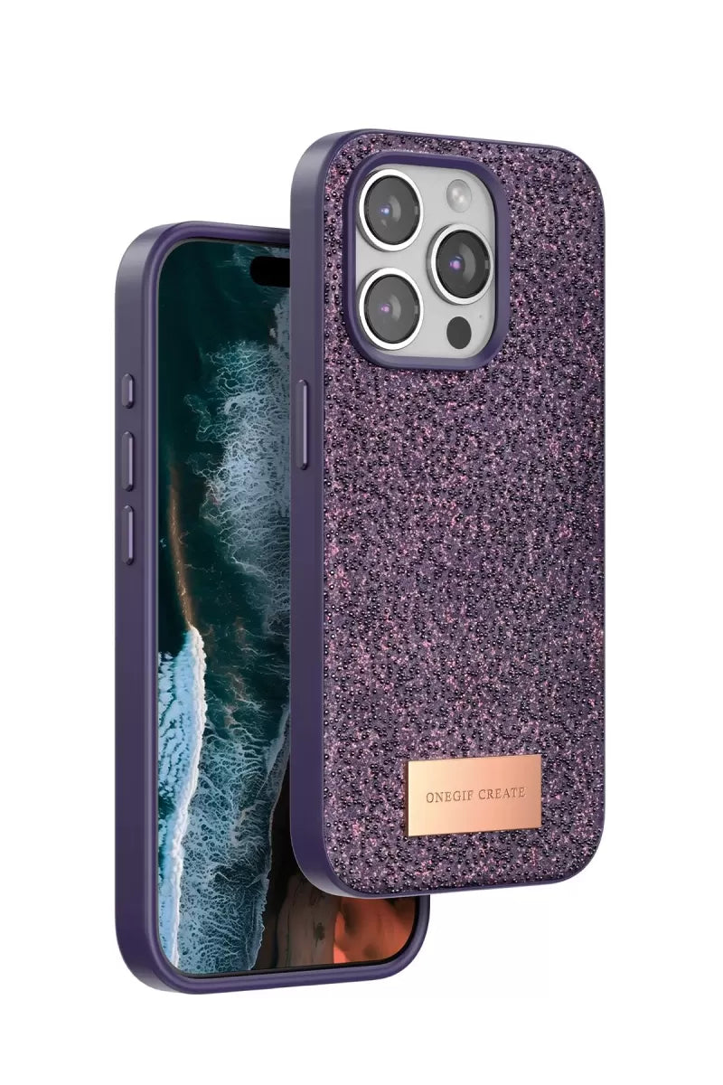 iPhone 14 Pro Bright Simli Kapak - Derin Mor