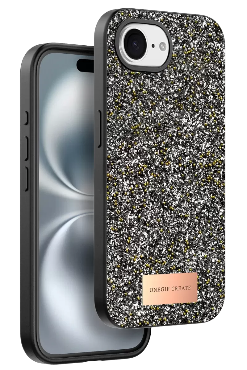 iPhone 16E Bright Simli Kapak - Gümüş