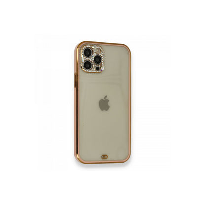 iPhone 12 Pro Kılıf Liva Taşlı Silikon - Pembe