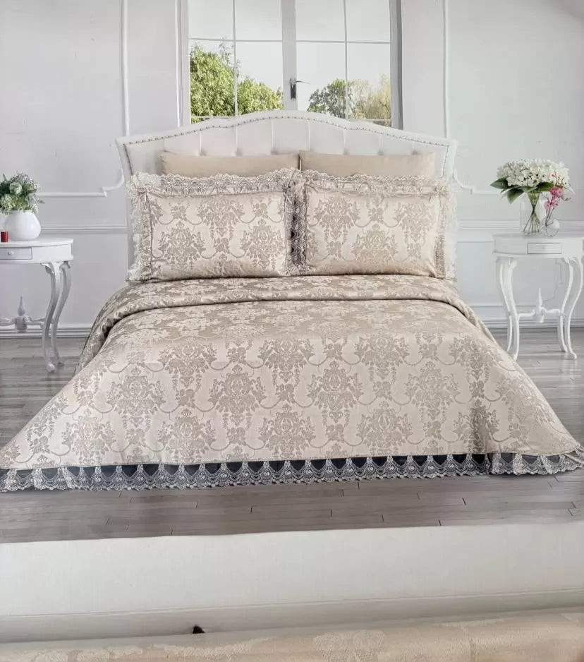 Şönil 3 Parça Yatak Örtüsü Seti Çift Kişilik 255x265 cm Lüx Yatak Örtüsü Çeyizlik Yatak Odası Takımı